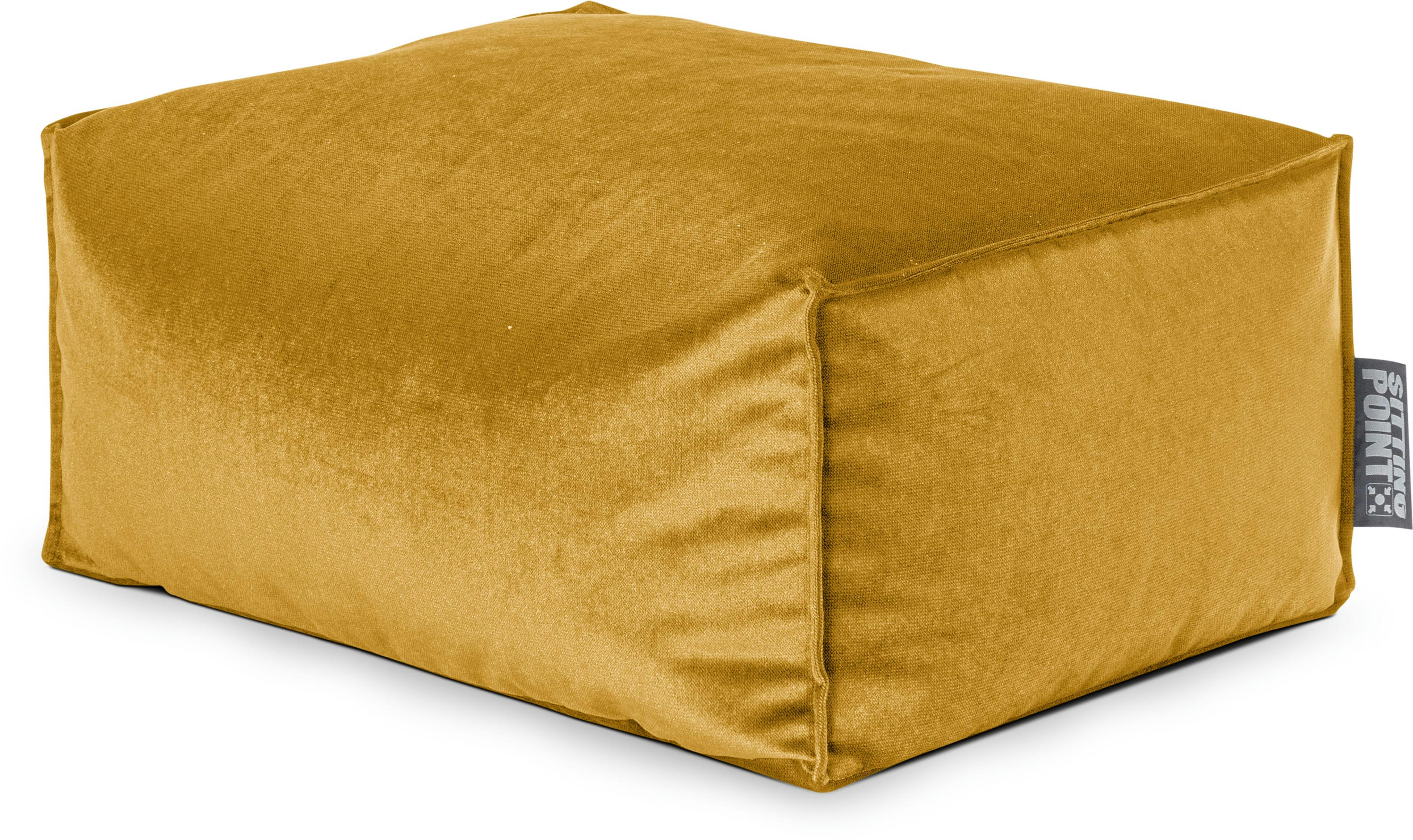 MARLA - Repose-pied d'intérieur aspect velours moutarde 55x65x35cm