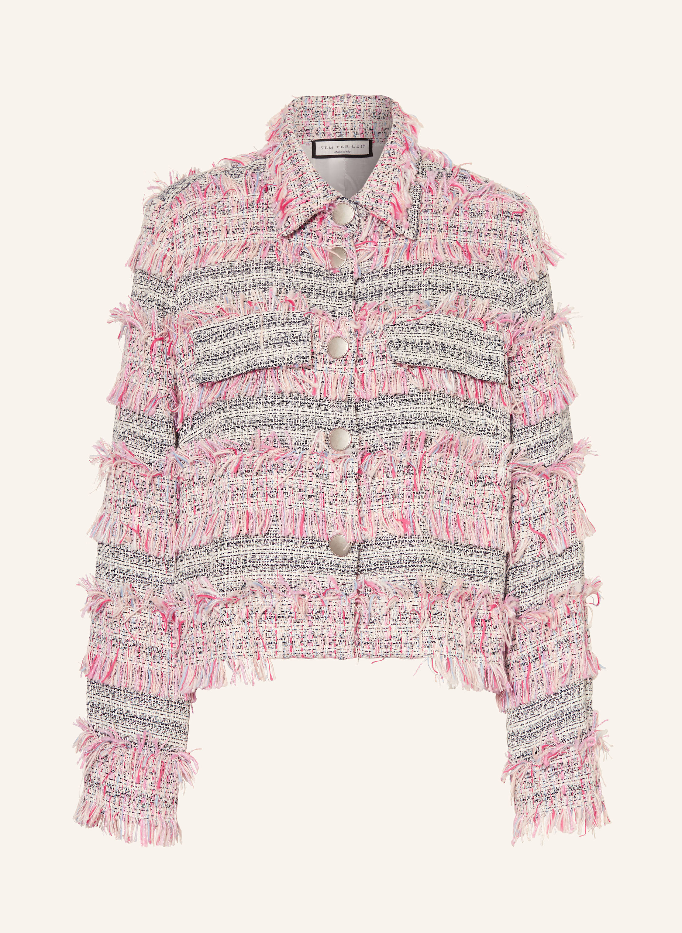 SEM PER LEI Kastenjacke aus Bouclé mit Glitzergarn