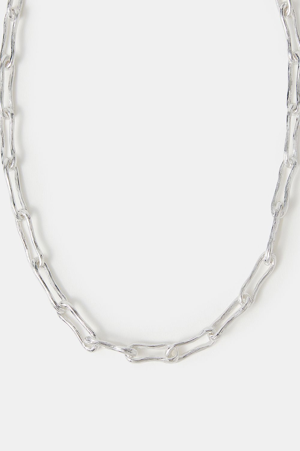 Accessorize Sterling Silver-Plated Chunky Molten Link Necklace