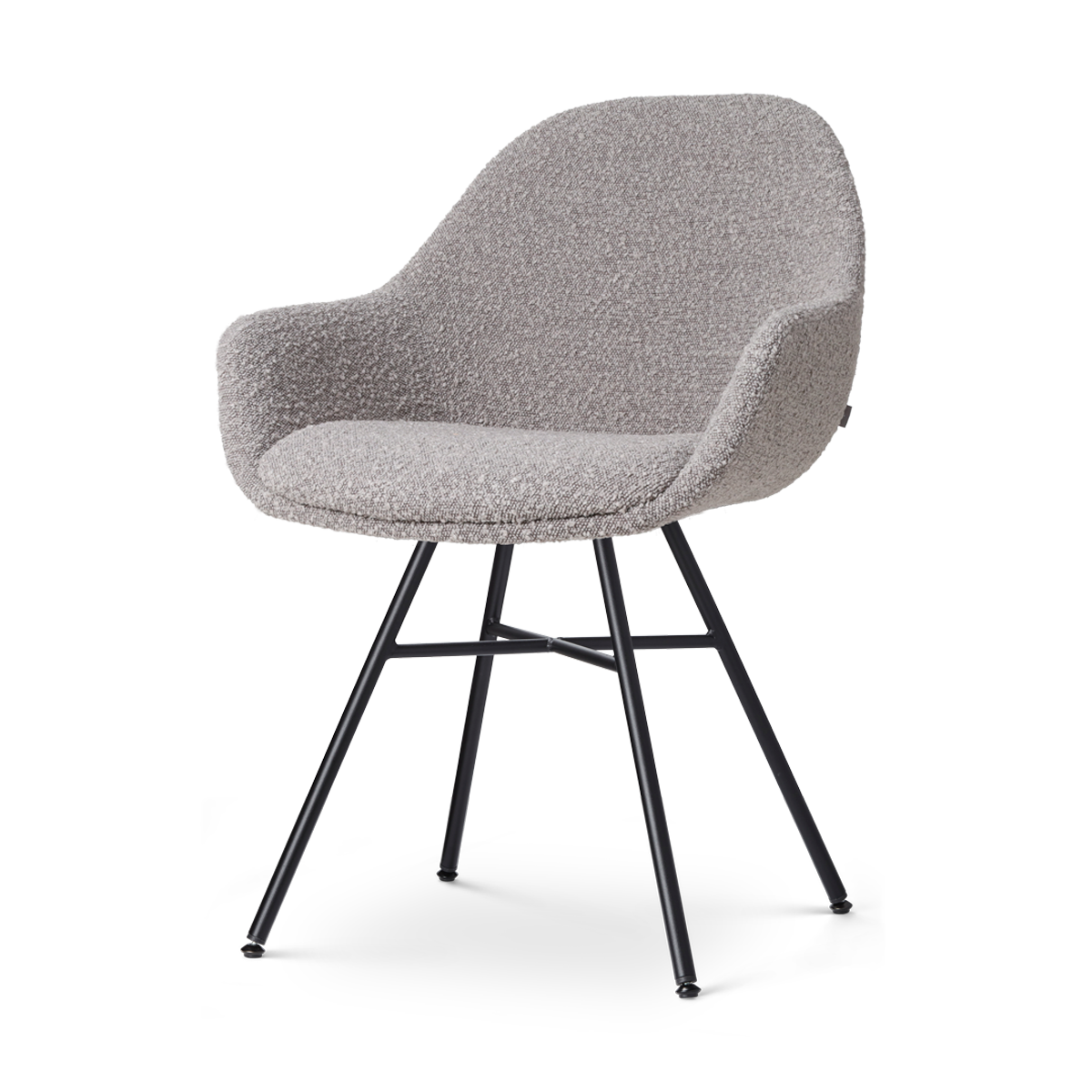 Nolon Noa-Mae Eetkamerstoel Bouclé Taupe - Armleuning - Zwarte Poten