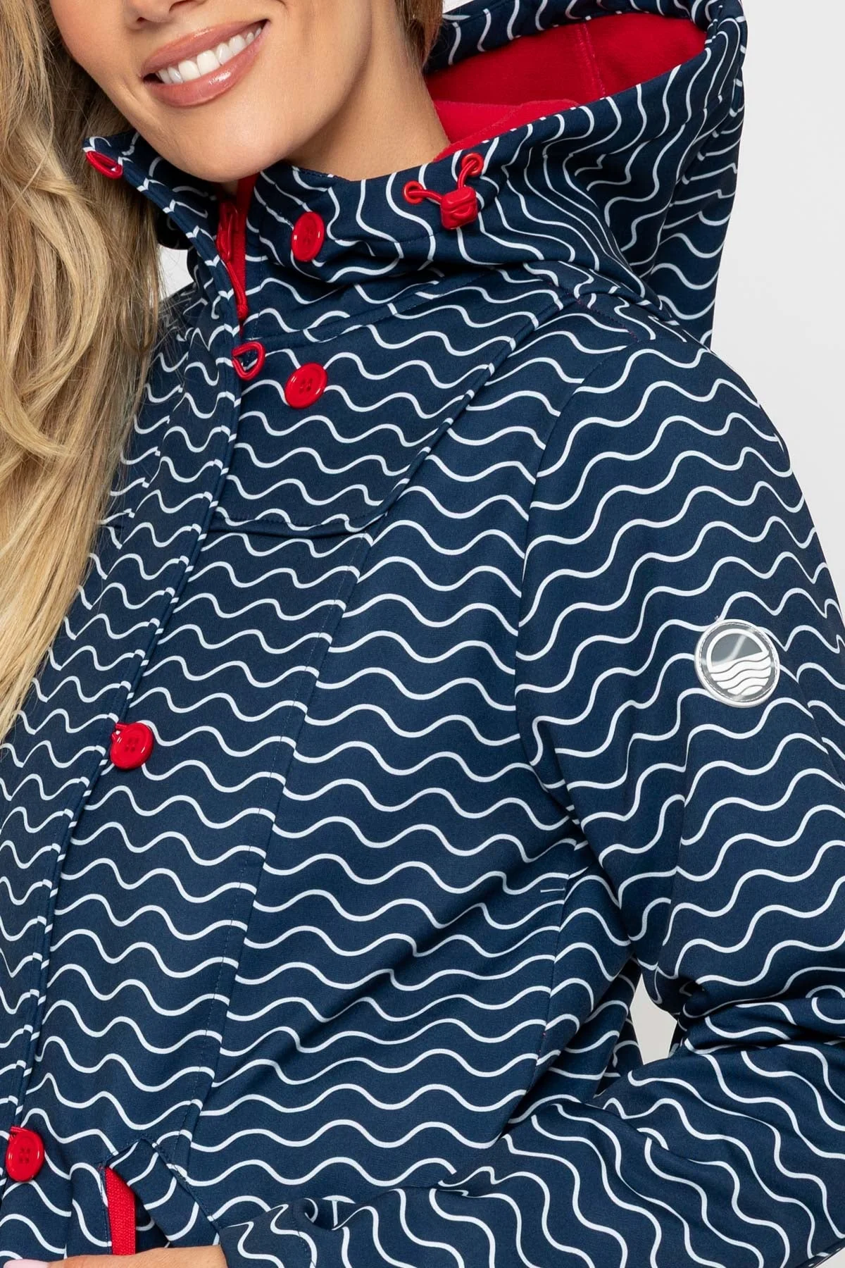 Navy Printed Bonded Jacket