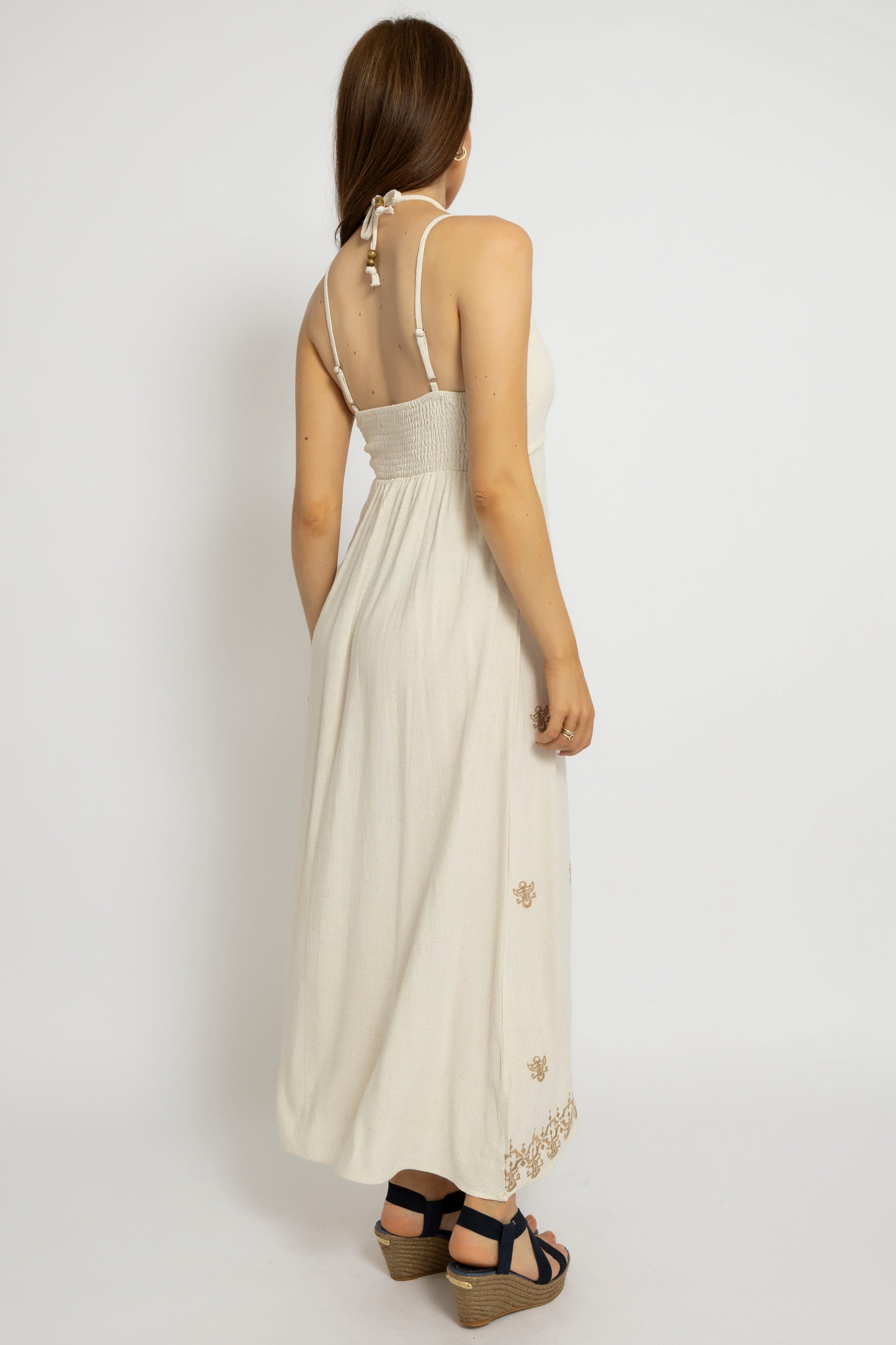 Cutie London Embroidered Halter Neck Maxi Dress
