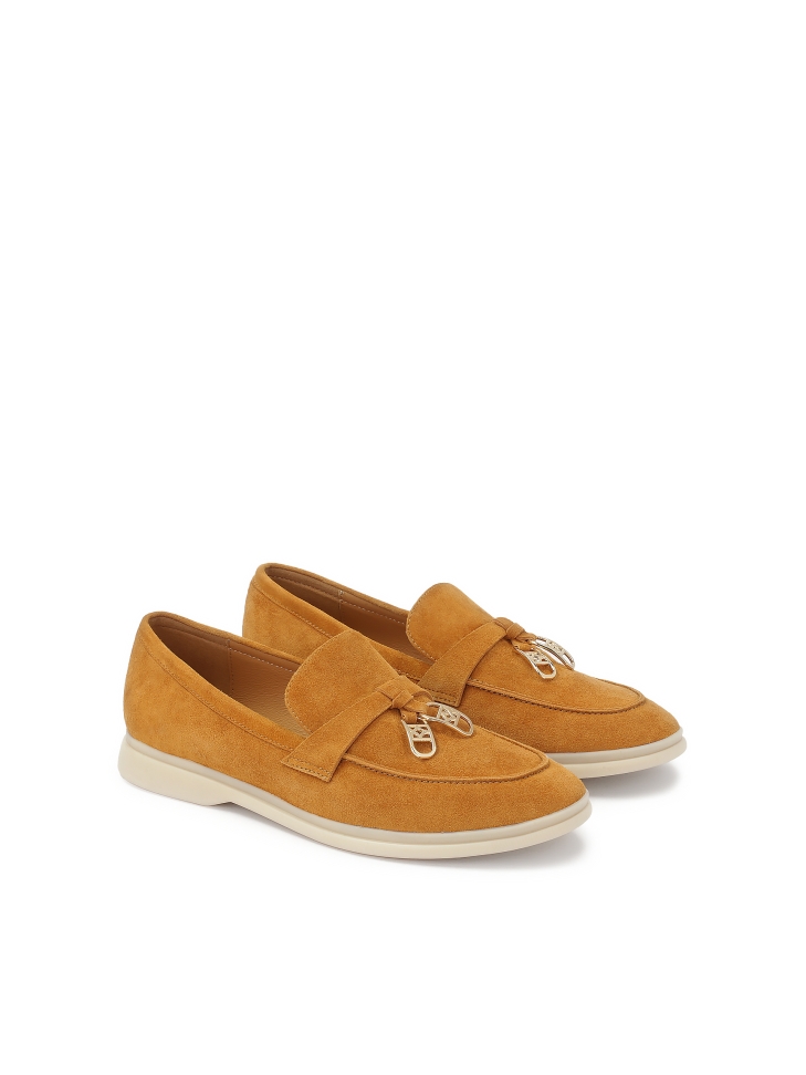 Slip-on suede loafers with embellishment