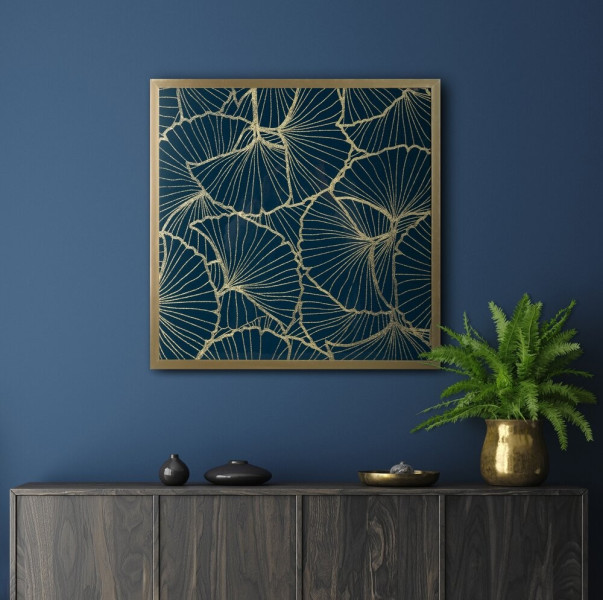 Obraz MUSA2 53x53 cm Złote Liście Glamour