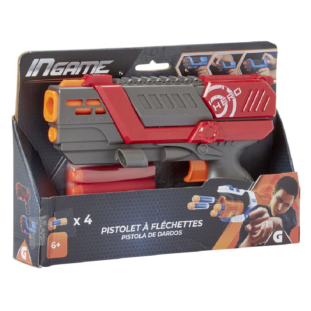 Pistolet   4 fléchettes en mousse