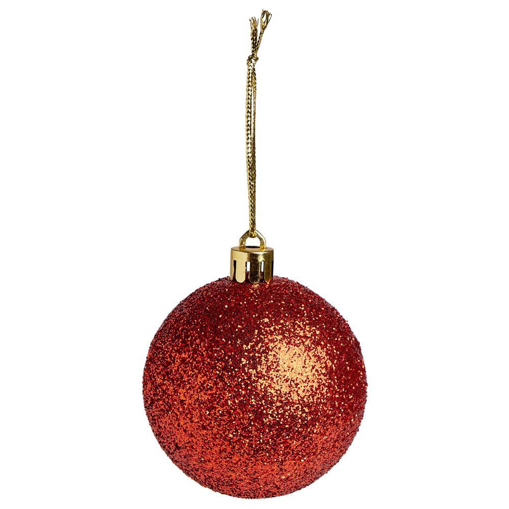 Boule de No&euml;l paillette rouge Ø6cm x3