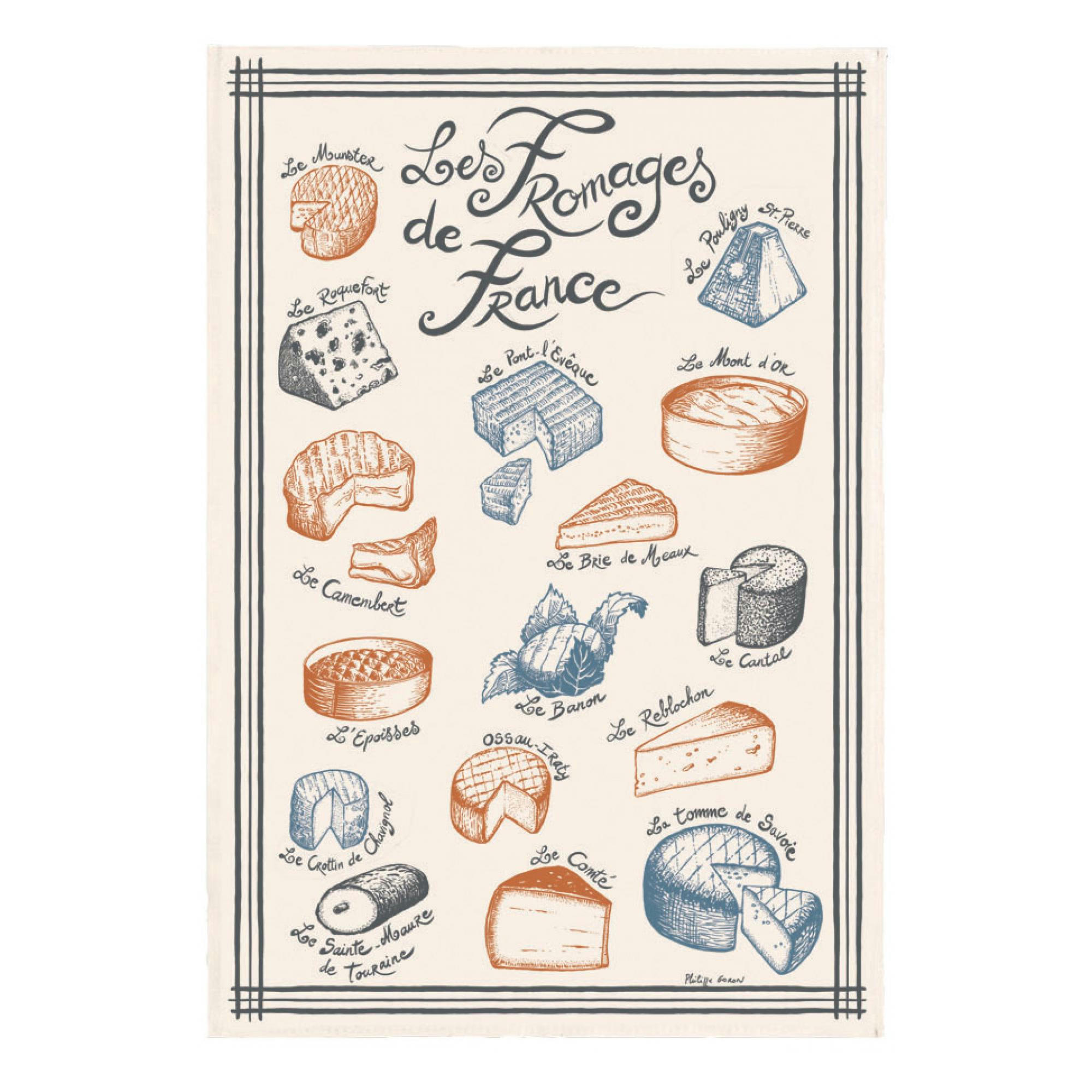 GASTRONOMIE ET VIN - Torchon herbier en coton ecru 48 x 72