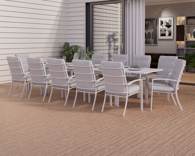 Jette 12 Seater Extension Dining Setting Bundle - Bone