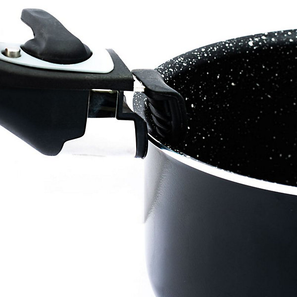 Batterie de cuisine revêtement pierre avec manche amovible 10 pieces noir Herzberg HG5000-BK