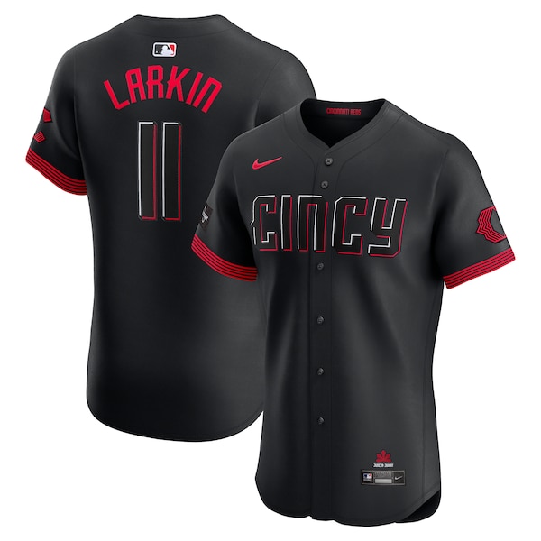 Barry Larkin Cincinnati Reds Nike City Connect Sponsor Patch Elite Player Jersey - Black