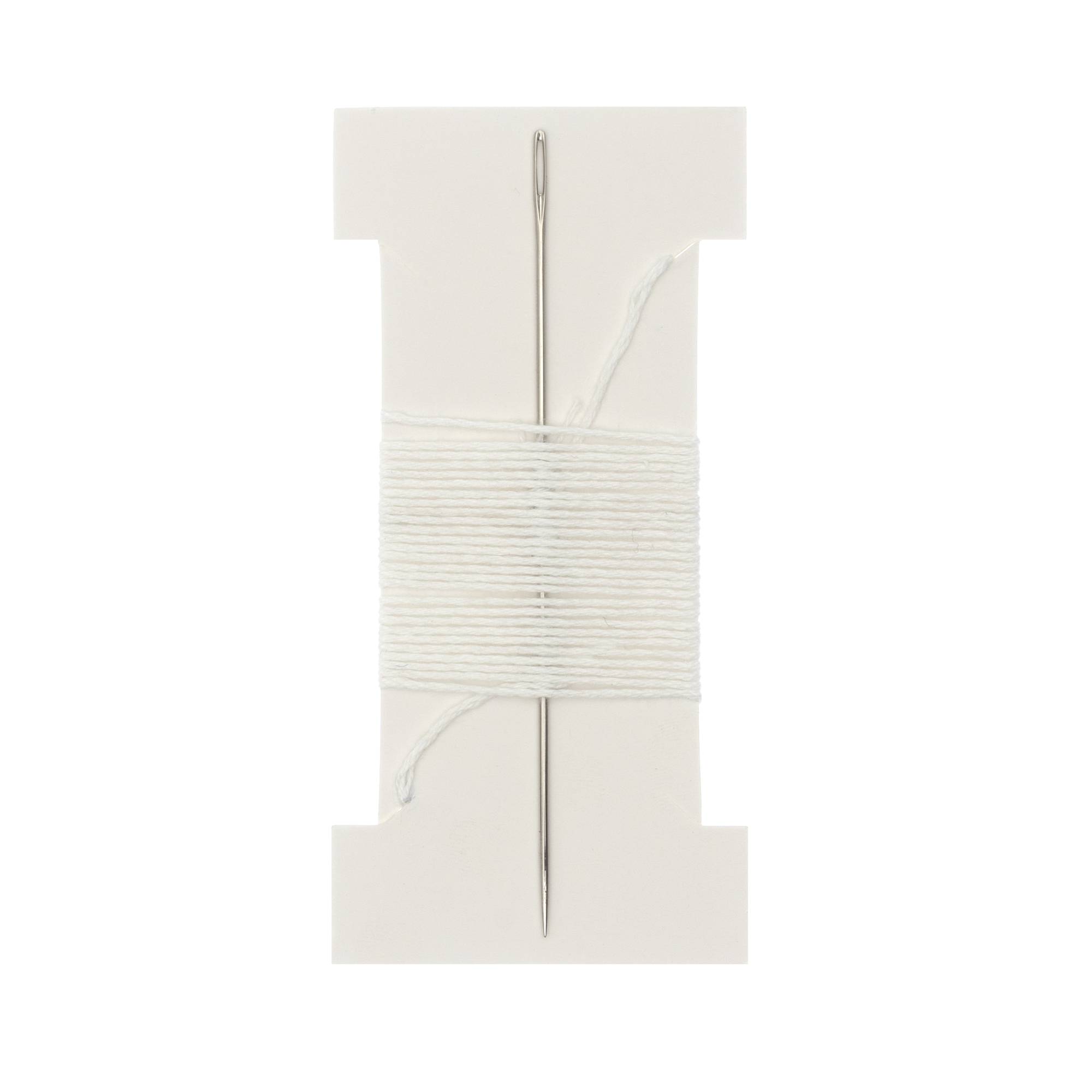 White Silk Bead Cord with Needle 0.6mm x 2m