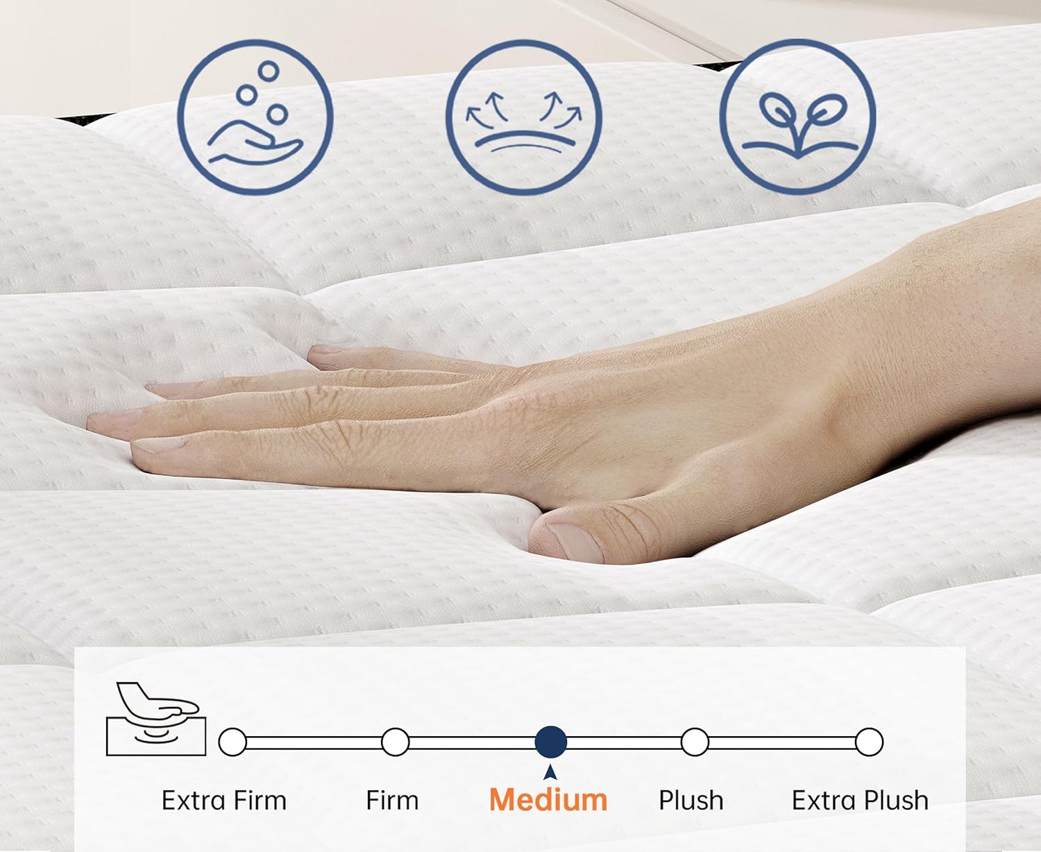 Queen Size Mattresses, 14 Inch Hybrid Queen Mattress in a Box, Medium Firm Memory Foam and Pocket Springs, Strong Edge Support, Pressure Relief
