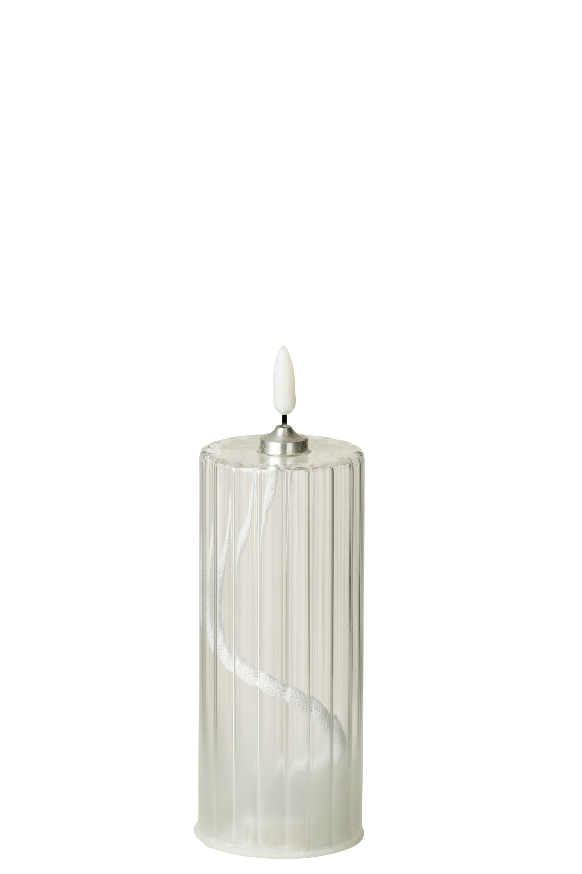 J-Line kaars Strepen - glas - transparant - medium - LED