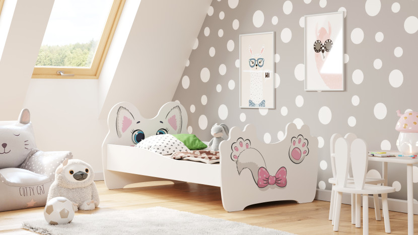 Łóżko dziecięce pojedyncze Pink cat 140x70