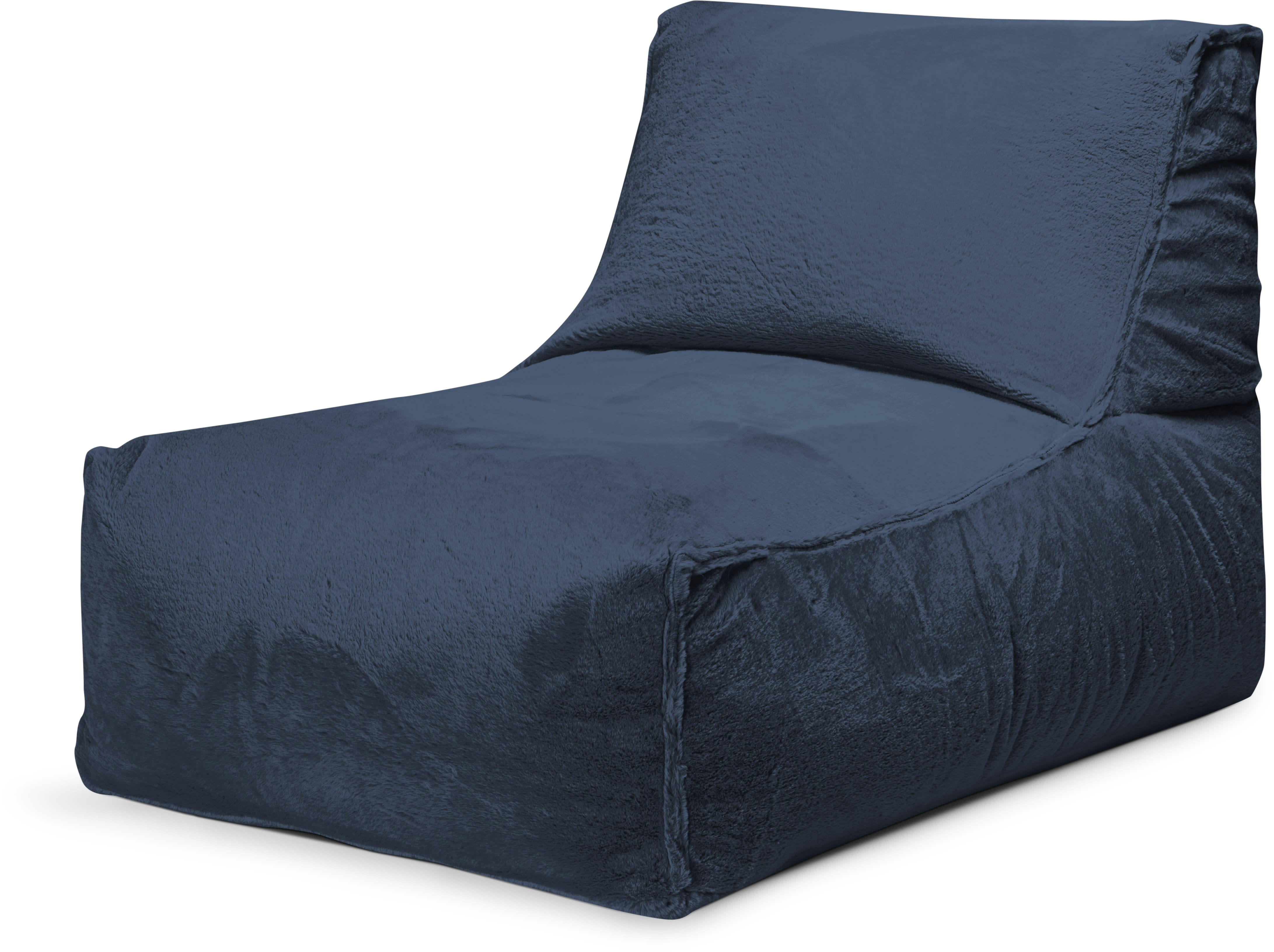 SOFTY - Pouf d'intérieur avec dossier aspect fourrure bleu 65x100x65cm