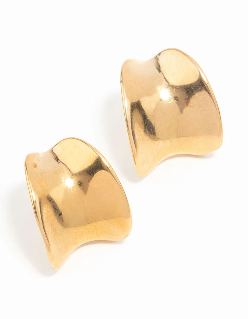 Waterproof Gold Plated Stainless Steel Rounded Hoop Stud Earrings