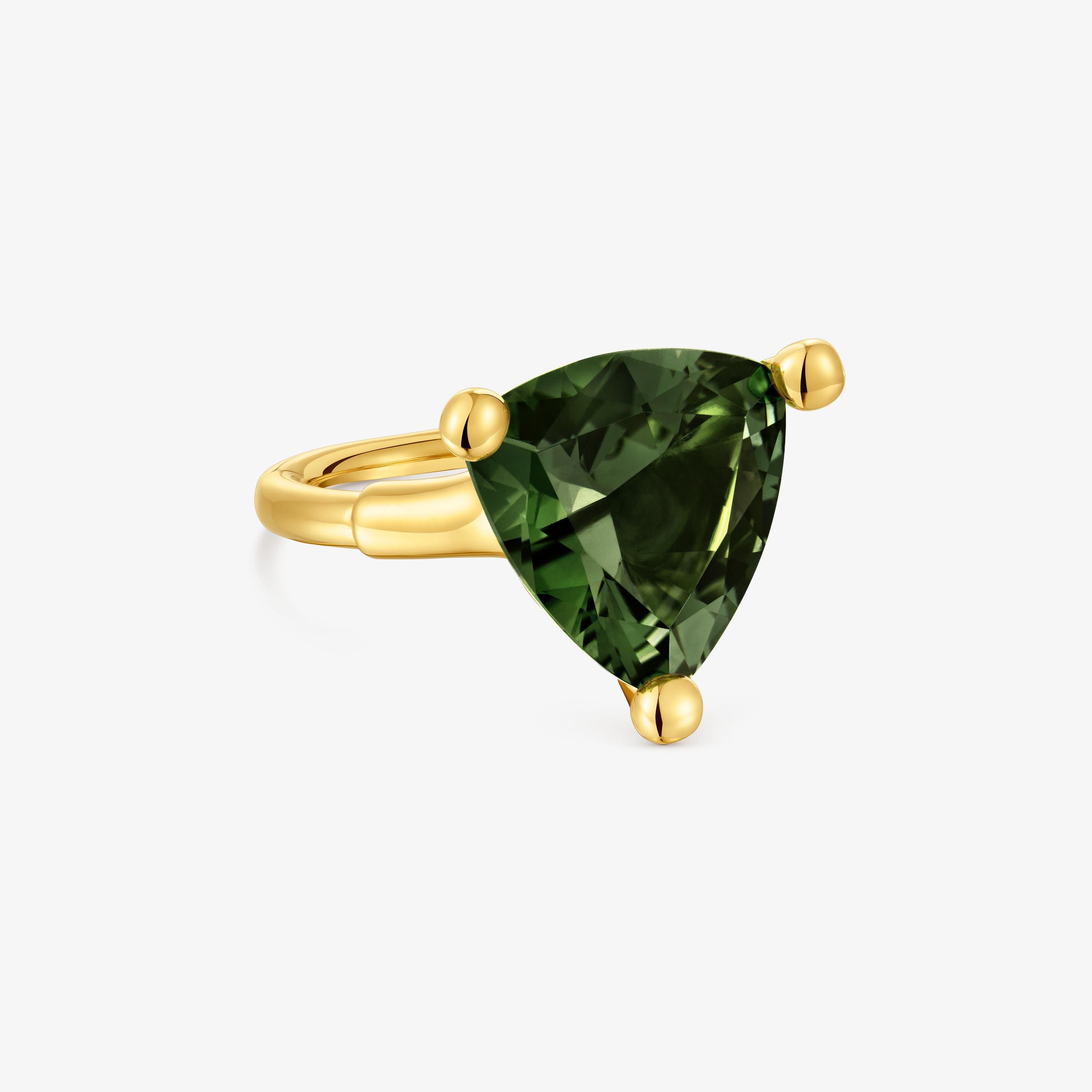 Anillo grande con baño de oro 18 kt sobre plata y espinela verde creada en laboratorio TOUS Color LGG