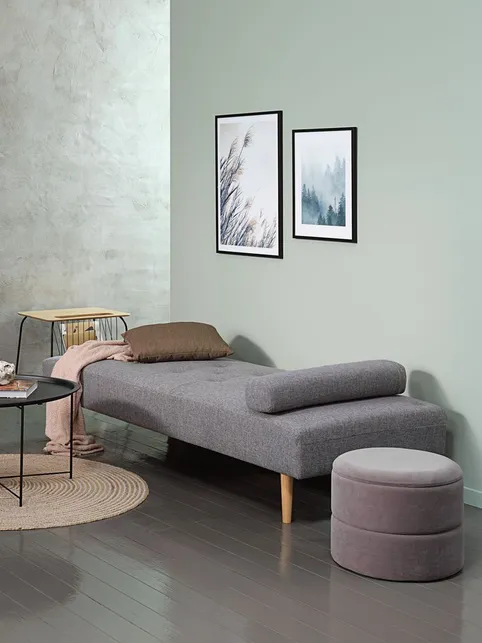 Daybed NOREFJELL 200x80 lysegråt stof/egefarve