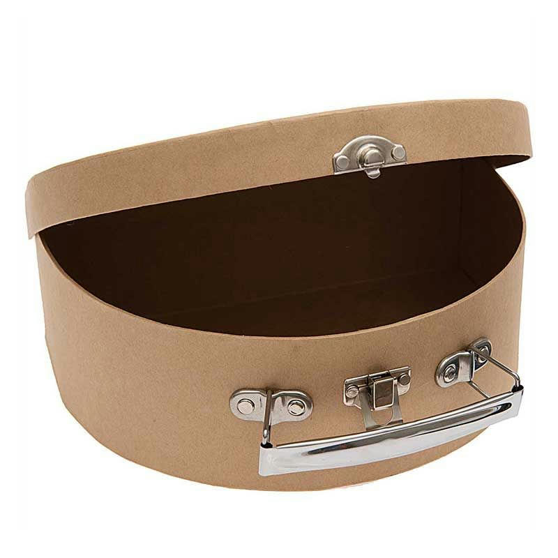 - Valise en carton semi-circulaire à décorer 20x15x7cm