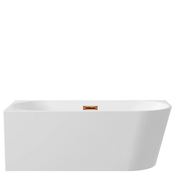 Balneo Baignoire semi-îlot Murale 170x80cm gauche, accessoires cuivre, Acrylique thermoformé 3.5mm, avec pieds réglables, AVOLA