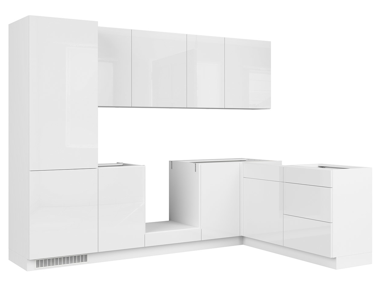 Komplet kuchenny narożny Top Line 270x180 cm biały połysk
