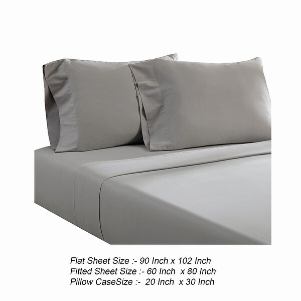 Ivy 4 Piece Queen Size Cotton Ultra Soft Sheet Set, Prewashed, Dark Gray