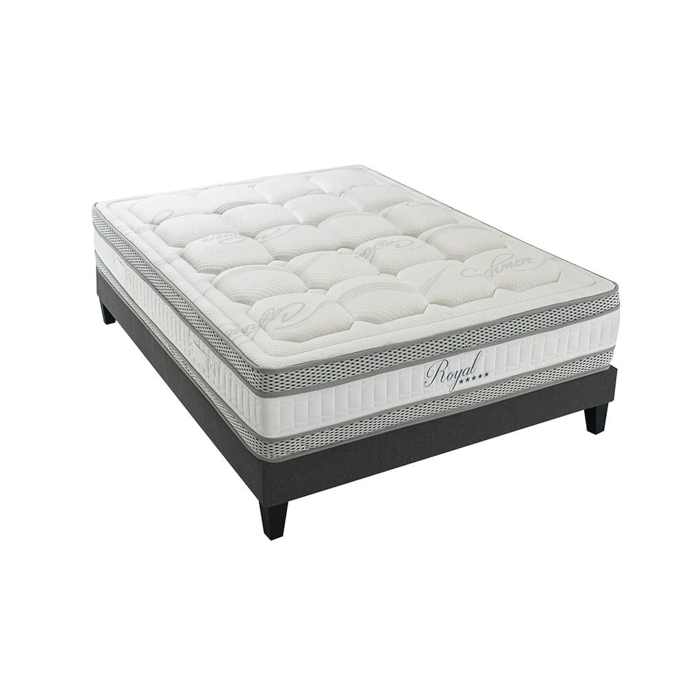 ROYAL - Ensemble  5* 180x200  Matelas + Sommier Bois  Mi-ferme
