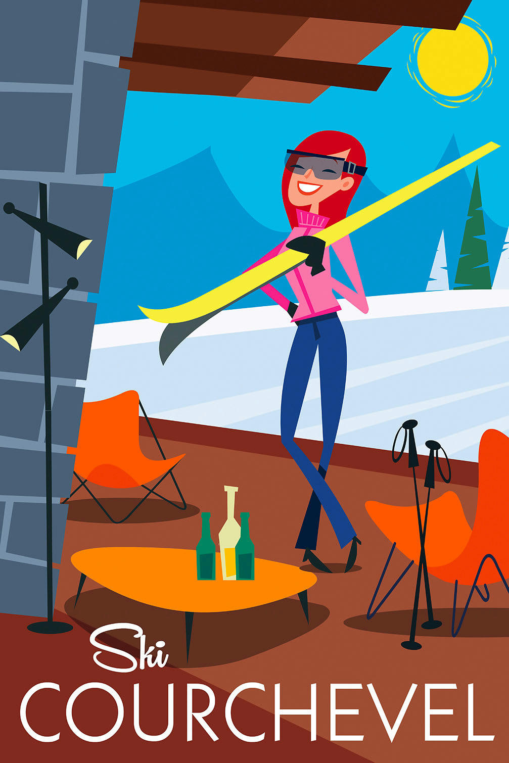 - Tableau ski à courchevel imprimé sur toile 80x120cm