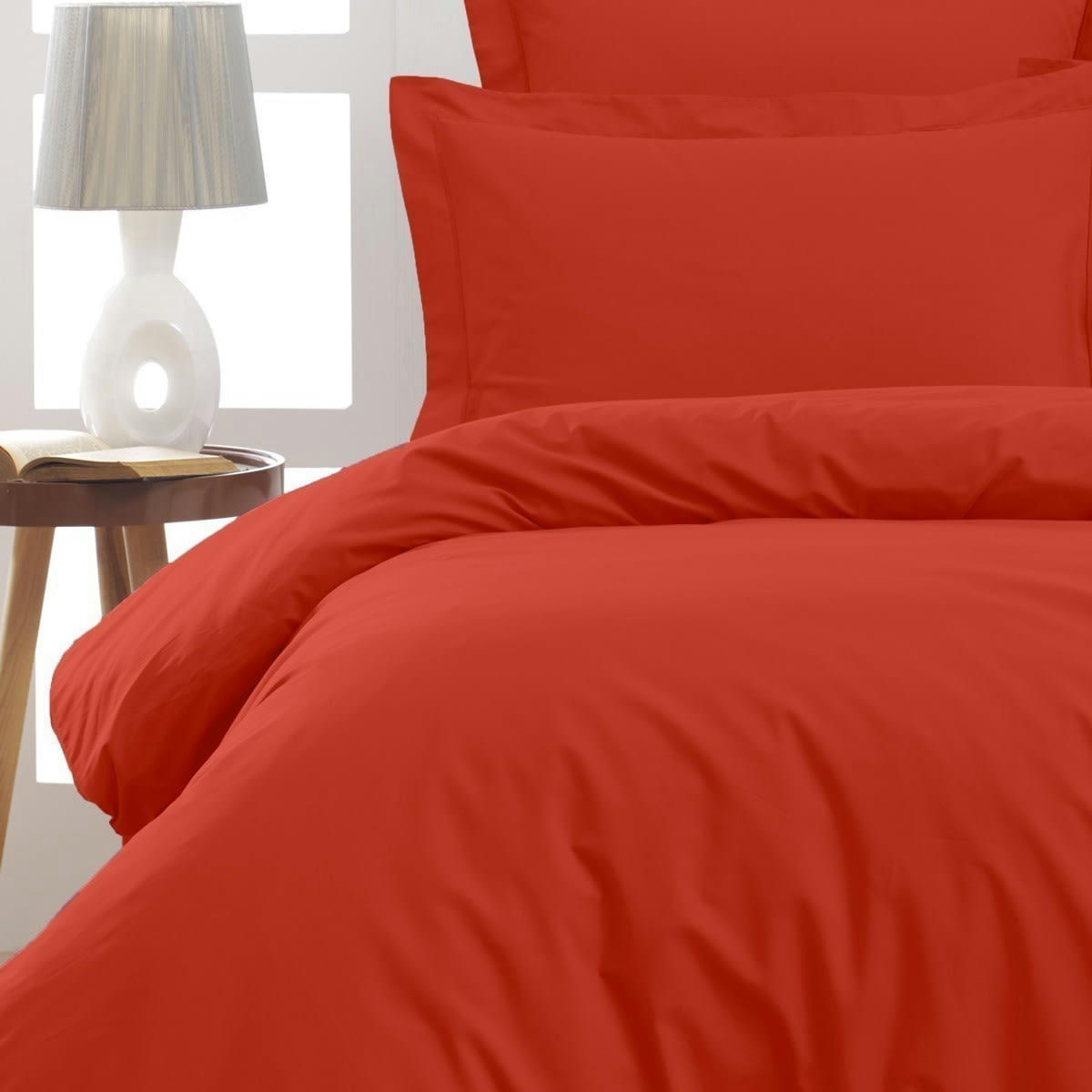 SOFT PERCALE - Drap plat en percale de coton  terracota 180x290 cm