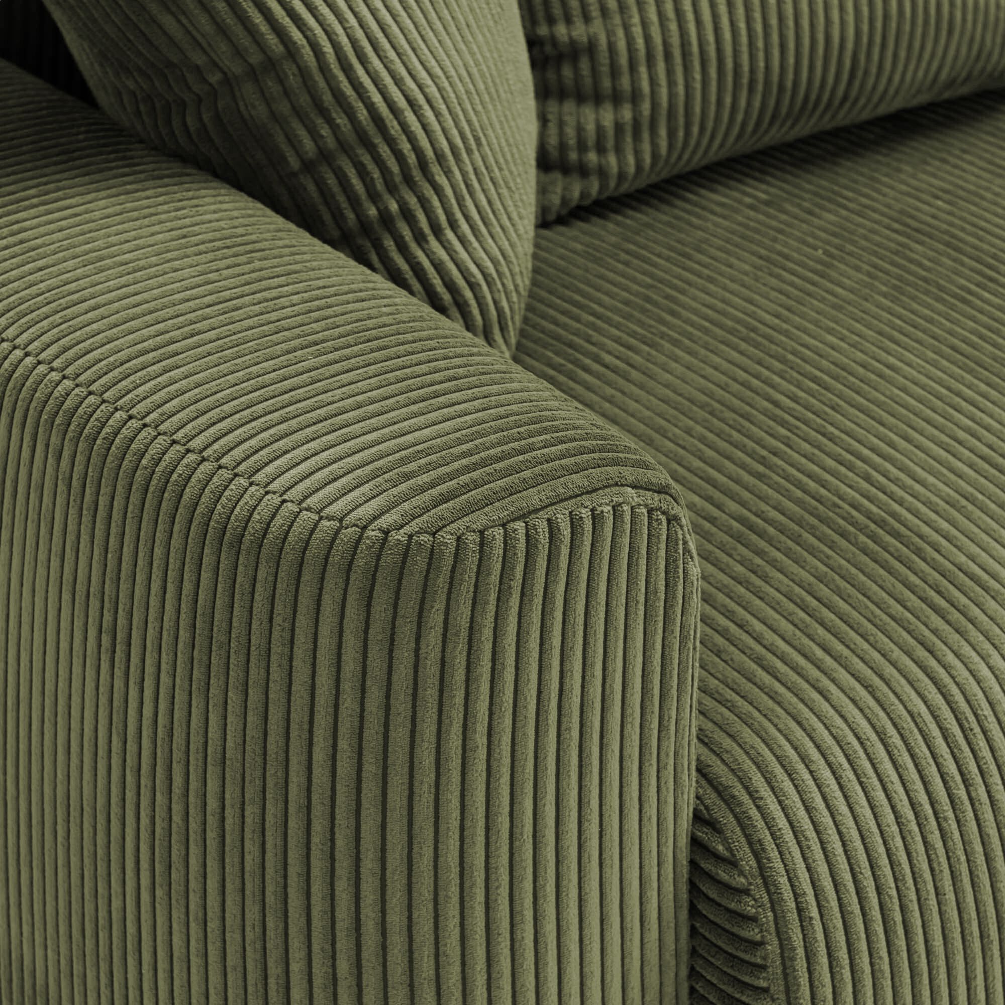 LUDI - Canapé convertible à angle réversible en velours côtelé - vert cèdre