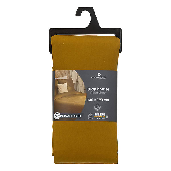 Drap-housse - percale - mordoré - 140x190 cm - Atmosphera