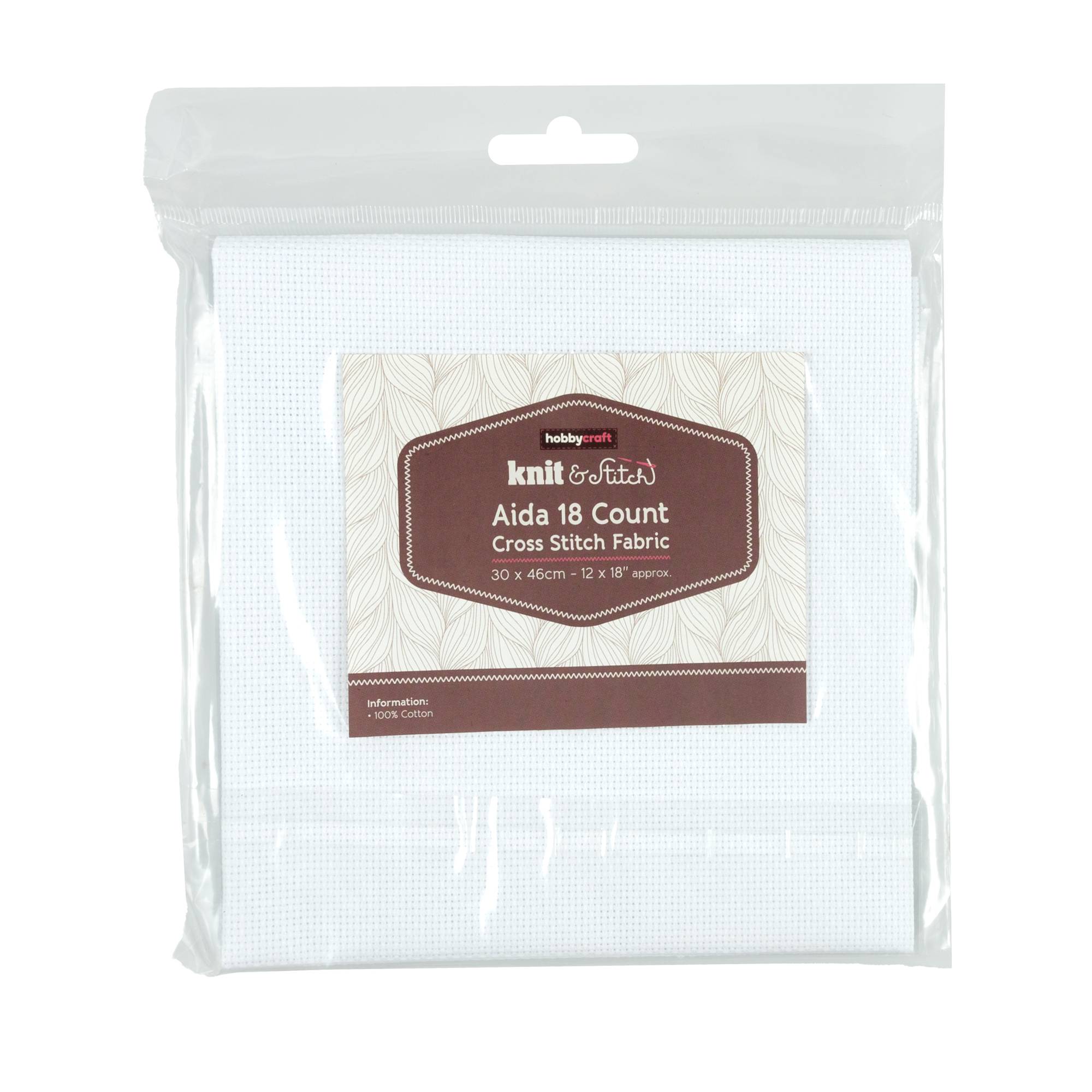 White 18 Count Aida Fabric 30cm x 46cm