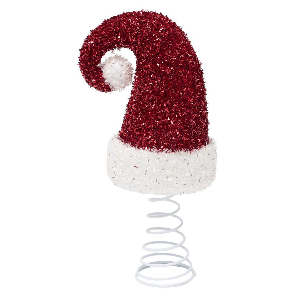 Cimier de sapin bonnet de No&euml;l brillant H28cm