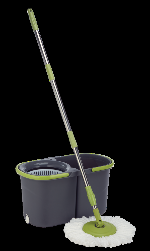 FRANK Reusable Microfibre Spin Mop and Dual Bucket System with Extra Long Handle