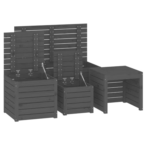 NNEVL 4 Piece Garden Box Set Grey Solid Wood Pine