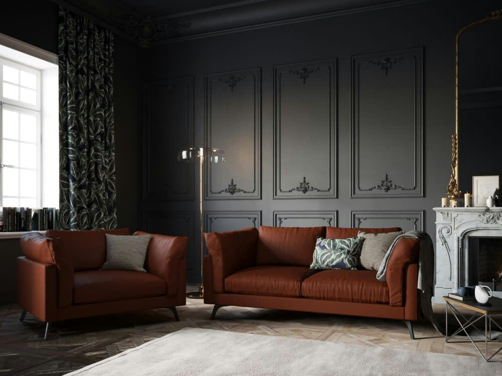 CAMILLE - Canapé 2 places en cuir cognac