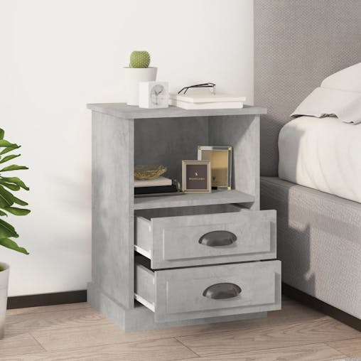 NNEVL Bedside Cabinets 2 pcs Concrete Grey 43x36x60 cm