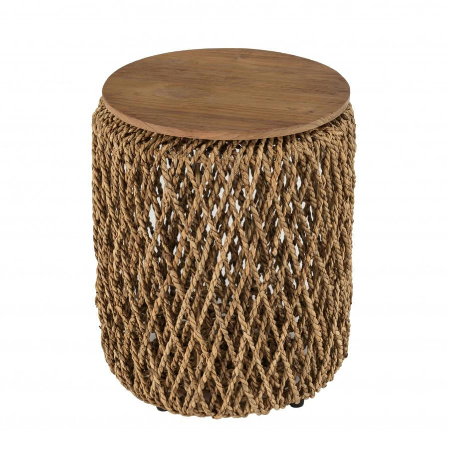 ALIDA - Table d'appoint ronde en tissage de fibre de cocotier D38