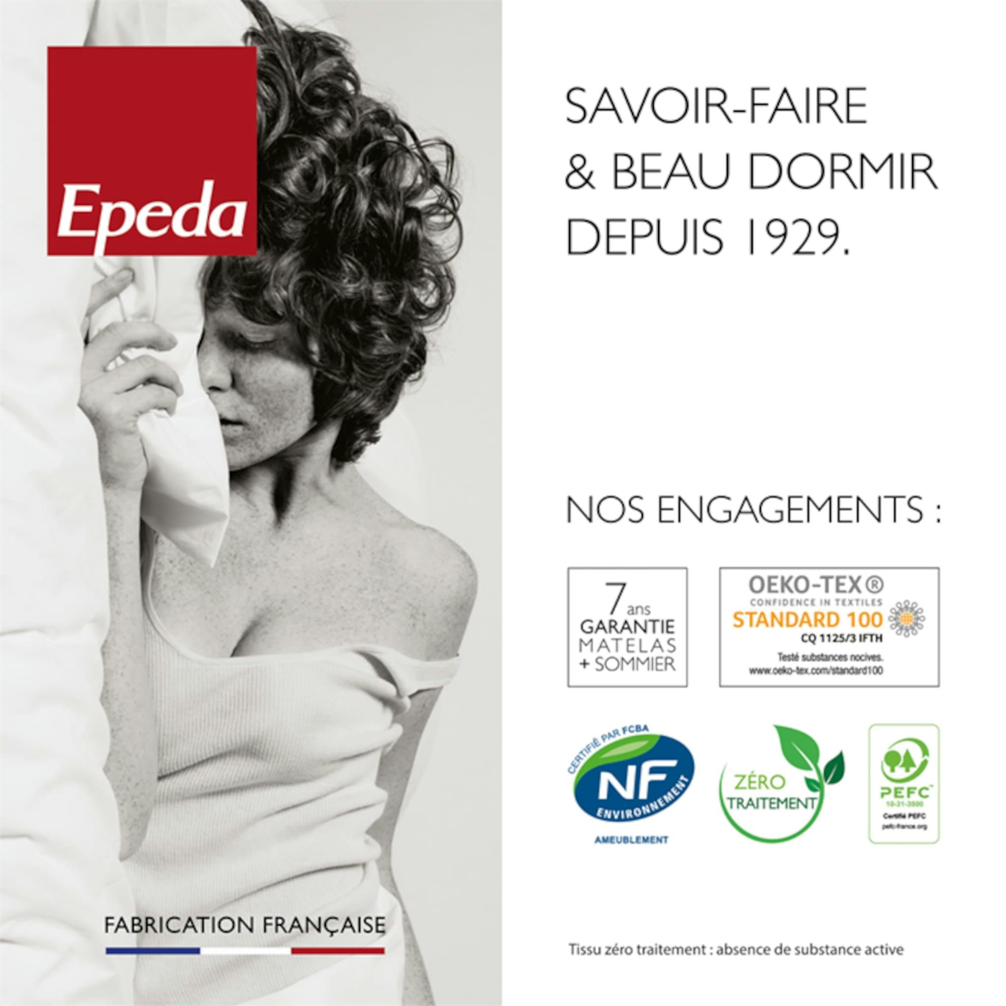 CONFORT MEDIUM DECO NATURE - Sommier confort médium + pieds 2x100x200