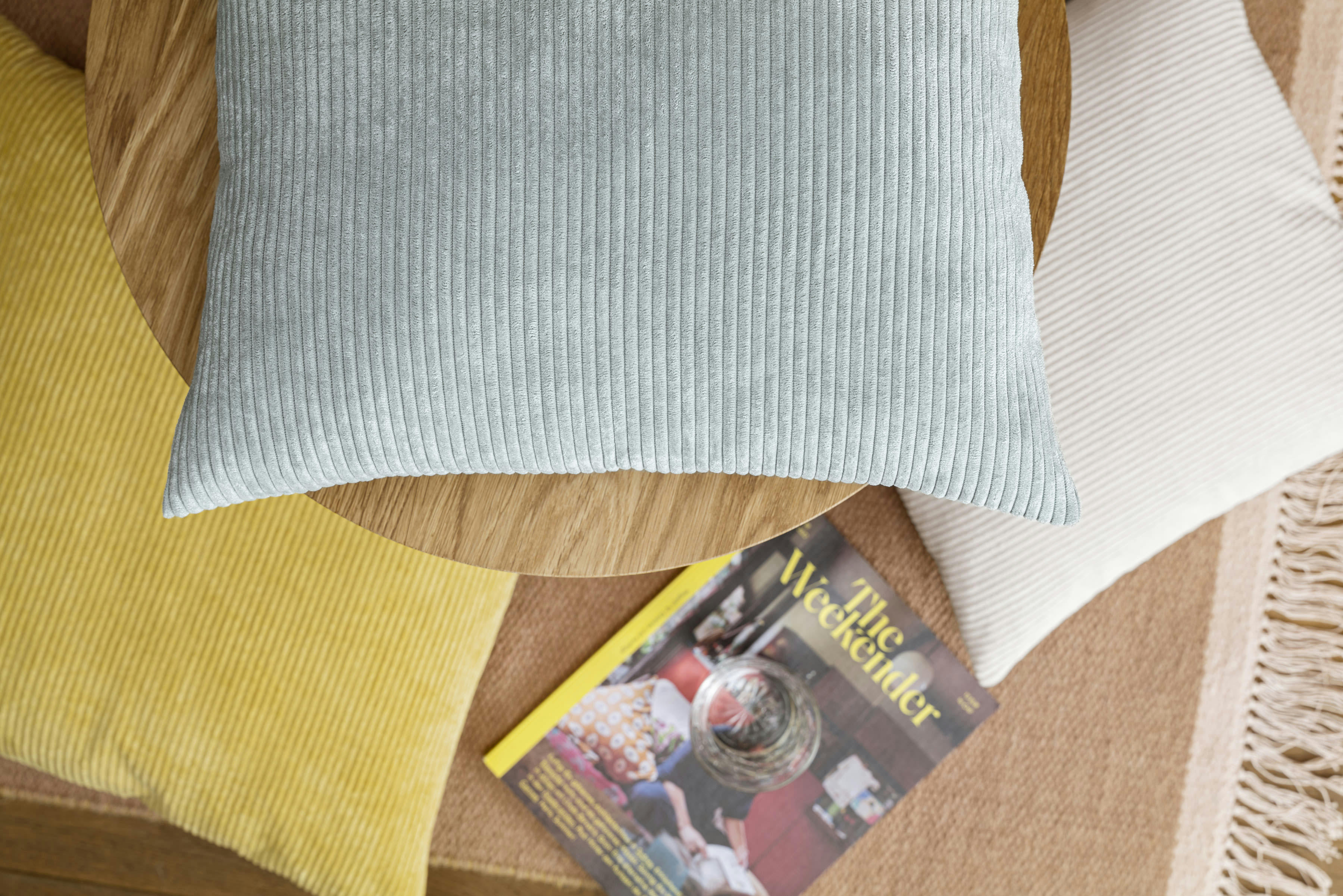 INGA - Housses de coussin velours cotelé jaune - Lot de 2 - 40x40