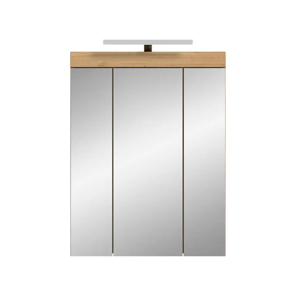 Hioshop Scout spiegelkast 2 deuren- 3 spiegeldeuren- 3 planken salvie decor-