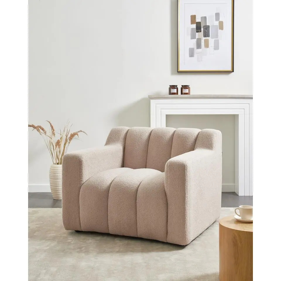 AGERUP - Fauteuil - Beige - Boucl&eacute;