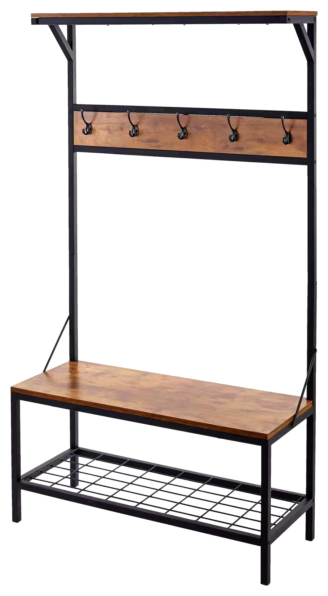CANVAS Harrison 5-Hook Entryway Coat Rack/Hall Tree With Bench & Shoe Storage Rack