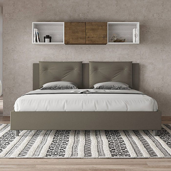 Lit Appia avec sommier rembourré 180x210 en simili cuir cappuccino