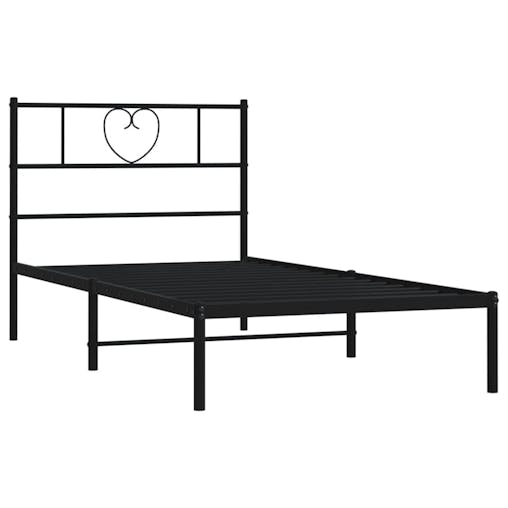 NNEVL Metal Bed Frame with Headboard Black 107x203 cm