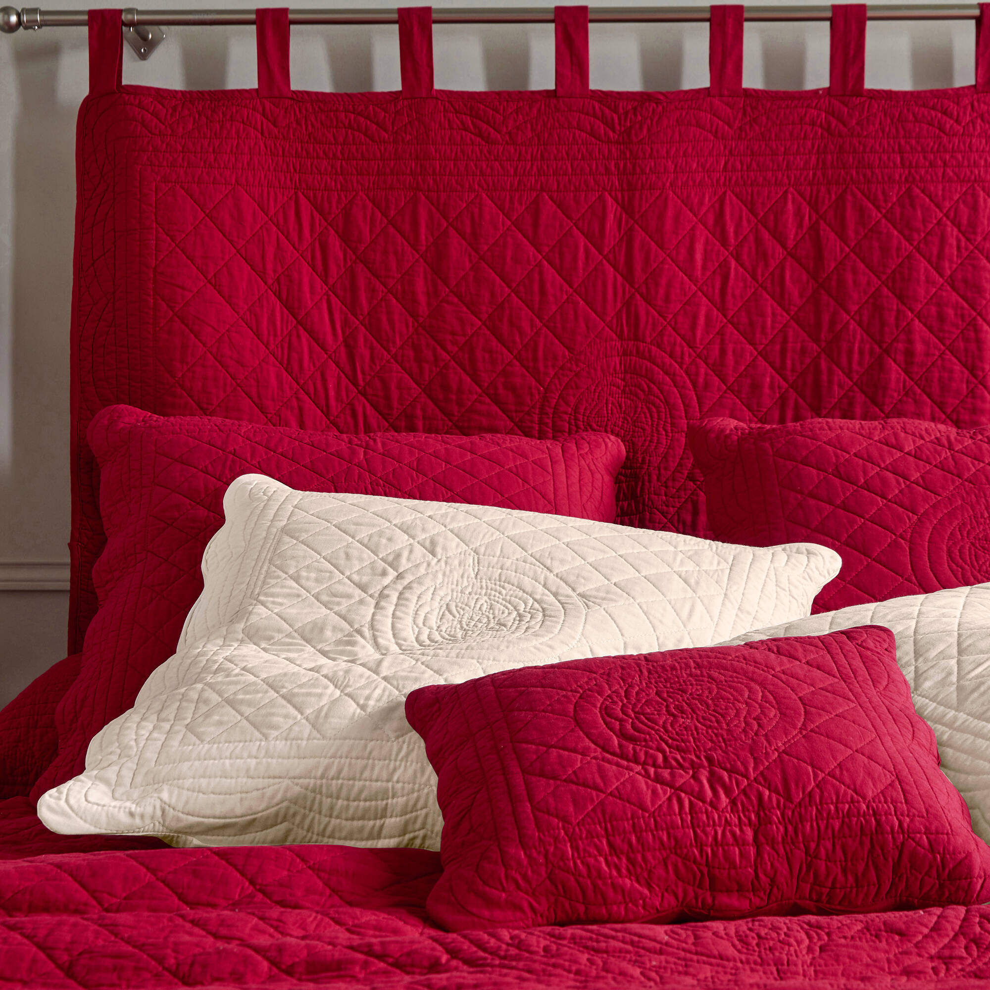 T&ecirc;te de lit unie coton style boutis Cassandre