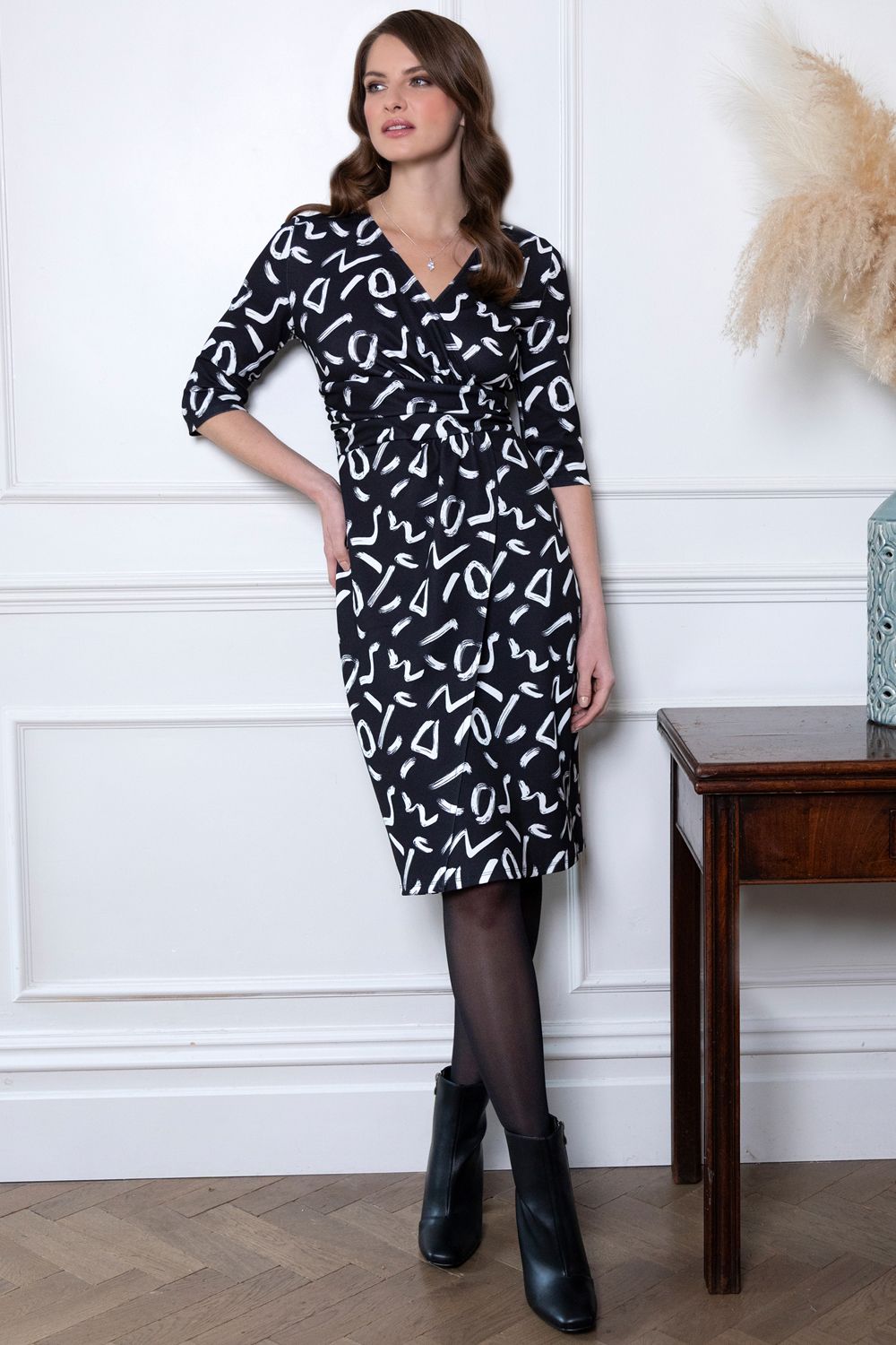 Hot Squash Printed Ascot Dress
