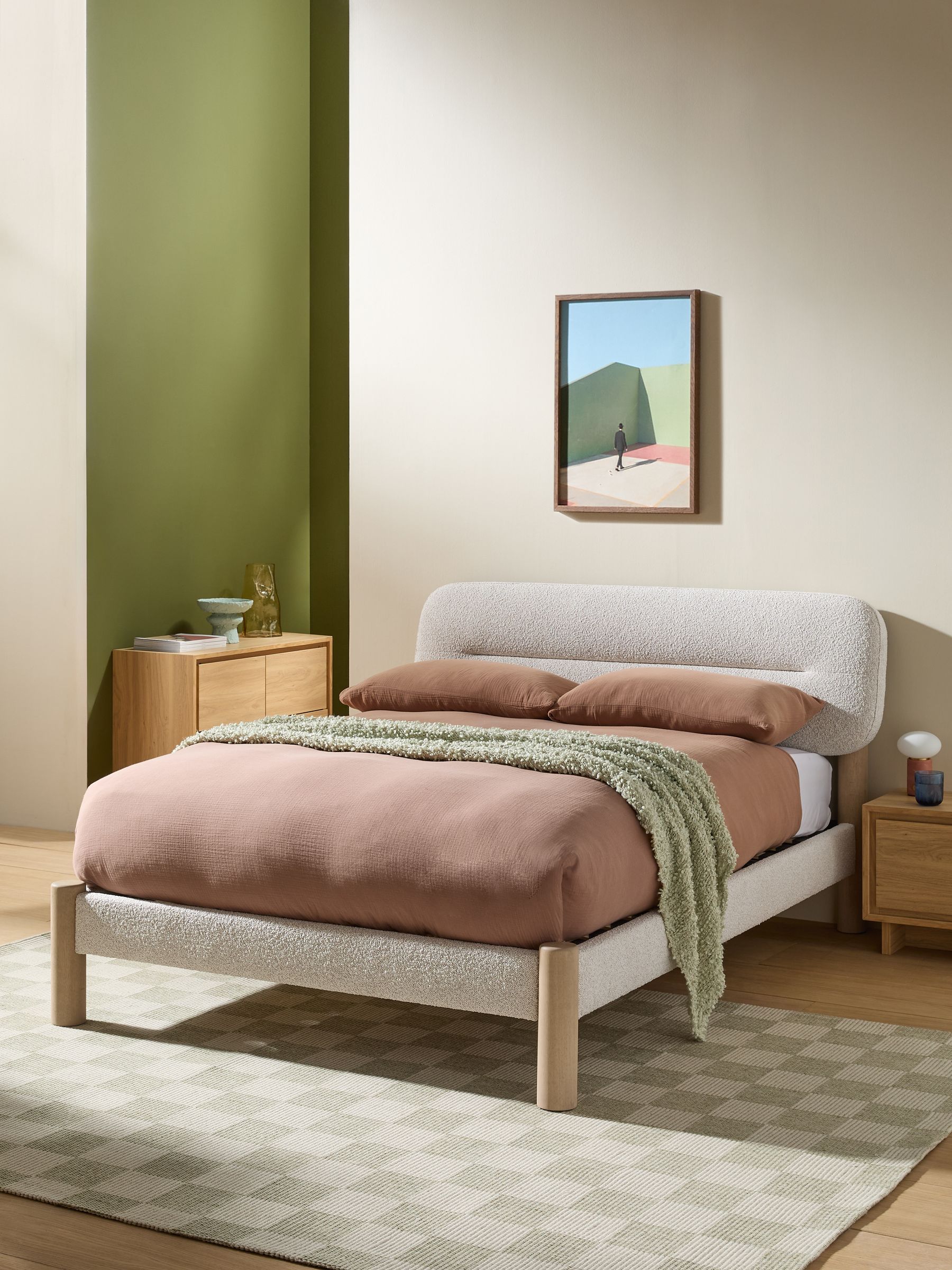 Maxton Bed in Soft Touch Boucle Natural