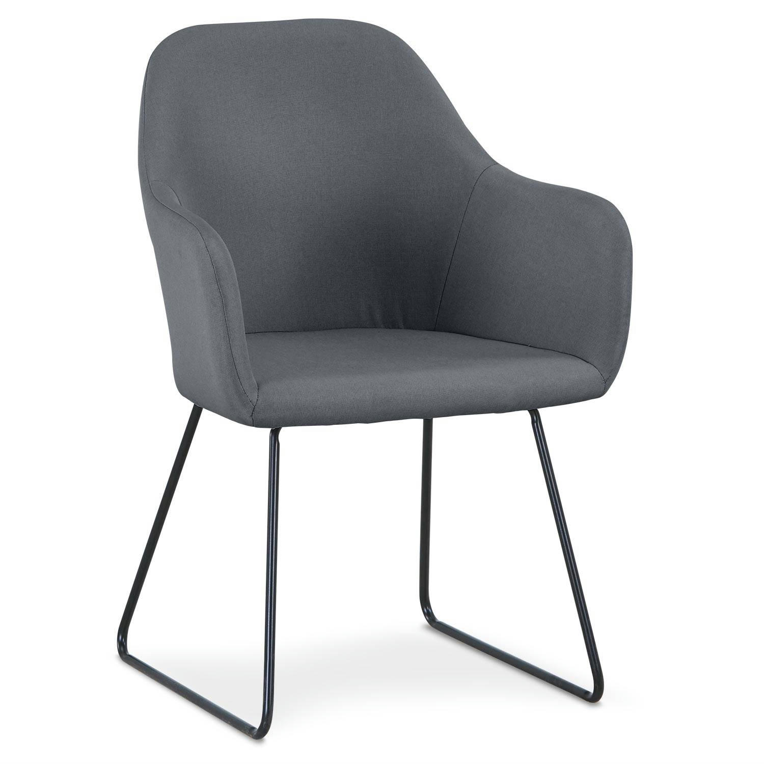 EPOK - Fauteuil de table métal noir et tissu gris