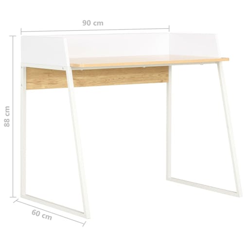 NNEVL Desk White and Oak 90x60x88 cm